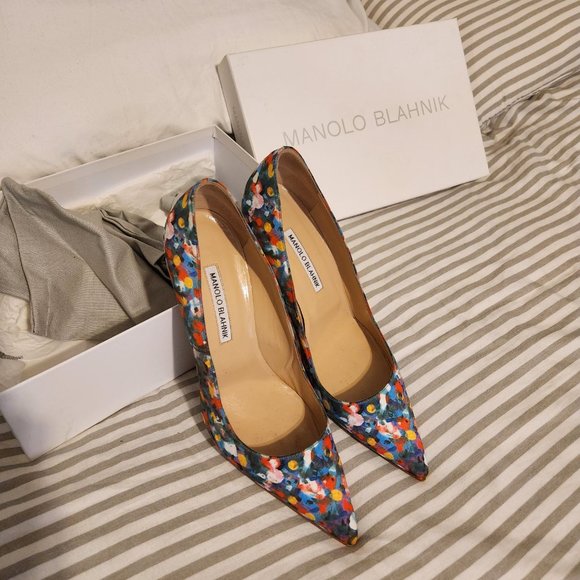 Manolo Blahnik Pumps, size 41 (10 / 10.5) multicolor fabric heels - Picture 8 of 8